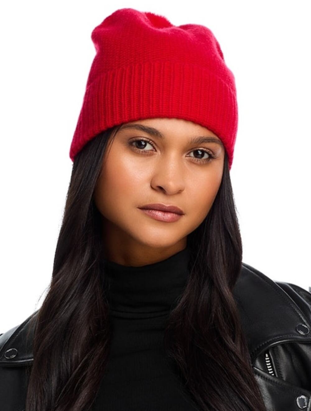 Echo Honeycomb Wool & Cashmere Pom Beanie Red One Size
